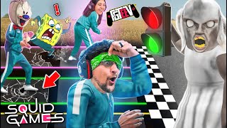 SQUID GAMES: BLIND Red Light Green Light vs. my WIFE! (FGTeeV Mobile Rip-off Challenge w\/ Granny)