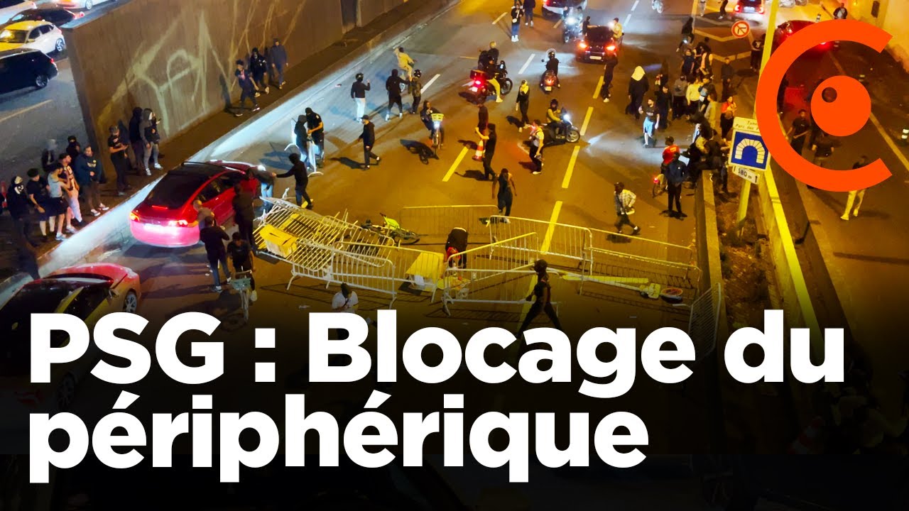 PSG : périphérique bloqué par des barrières, voiture en feu : les abords du Parc des Princes