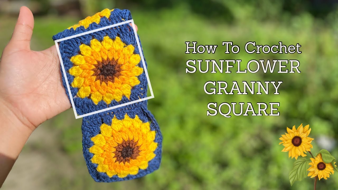 How To Crochet Sunflower Granny Square | Easy Flower Tutorial DIY