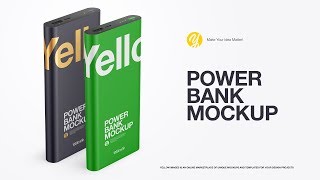 How to use Yellow Images mockups | Matte Power Bank Mockup, Micro-B - Halfside View