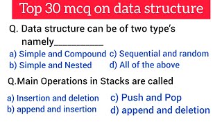 top 30 mcq on data structure | data structure mcq questions and answers | data structure mcq