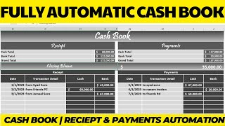 How to Make fully automatic Cash Book | Receipt and Payment Details automation in Excel