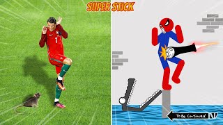 8 Min Real Football vs Stickman | Stickman Dismounting funny moments | Best Falls #45