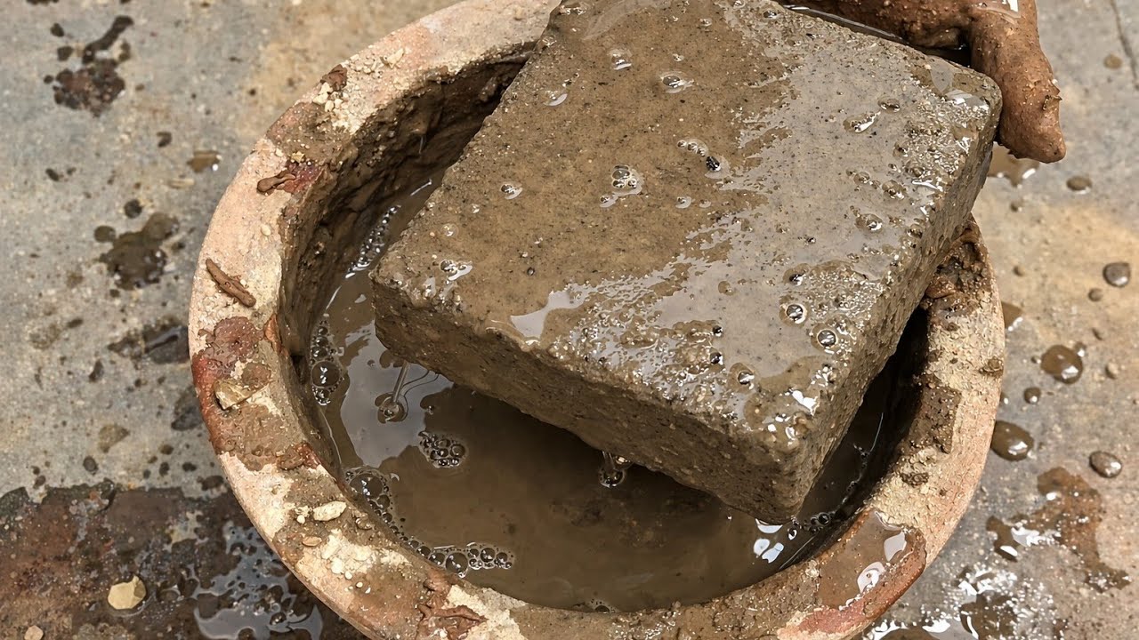 ASMR : Pure Golden Soft Fluffy Mud Water Crumbling in Claypot - Dipping 💦 - Satisfying Paste Play 