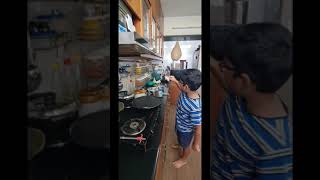 little son making a ghee roast
