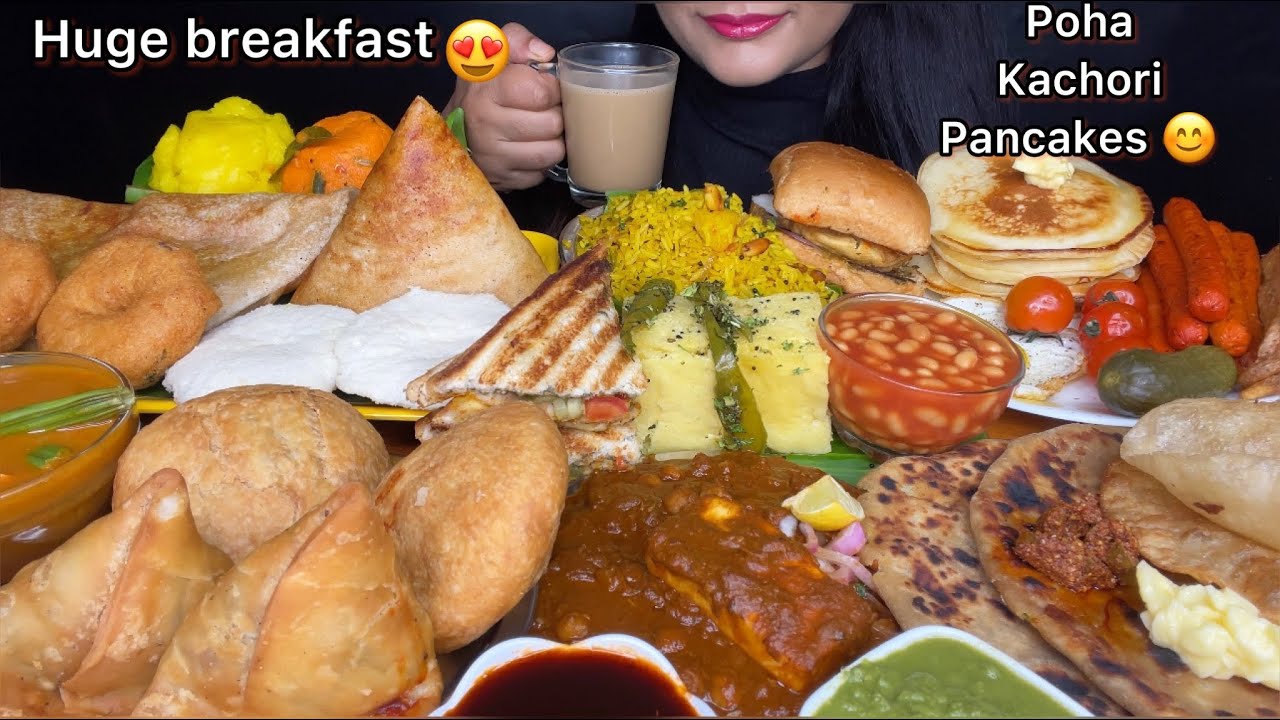 ASMR EATING🔥BREAKFAST MASALA DOSA,SANDWICH,PANCAKE,POHA,ENGLISH BREAKFAST*EATING VIDEOS