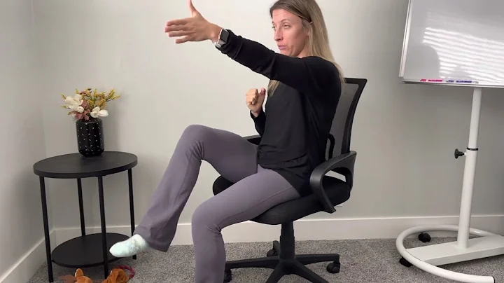 Seated march and reach, opposite arm, opposite leg