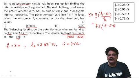 A potentiometer circuit has been set up for finding the internal resistance of a given cell.The main