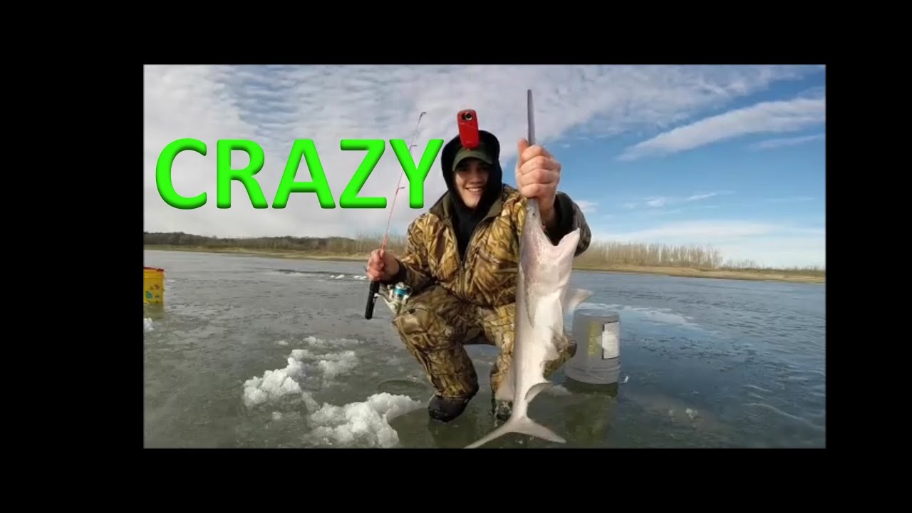 UNREAL VIDEO** 2 Paddlefish Caught Ice Fishing?!?!?! 