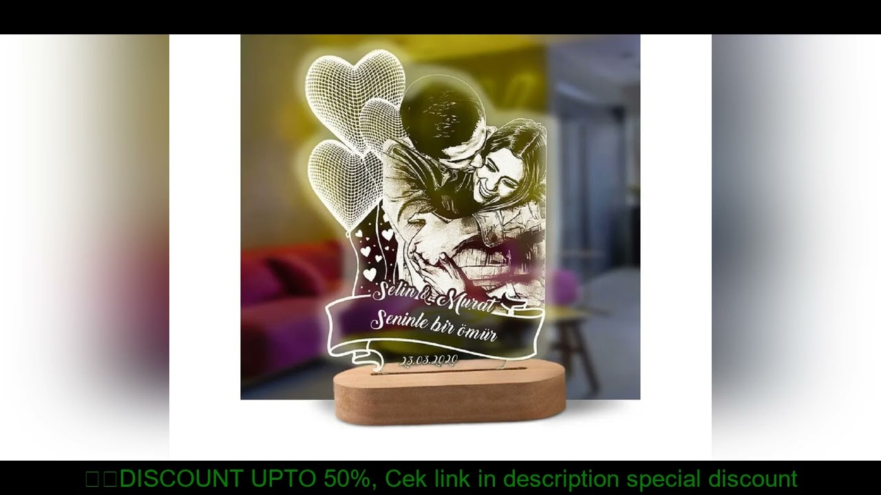 Personalized 3D Lamp Custom Photo Night Light Heart LED Lamp Name Date On Anniversary Wedding Valent