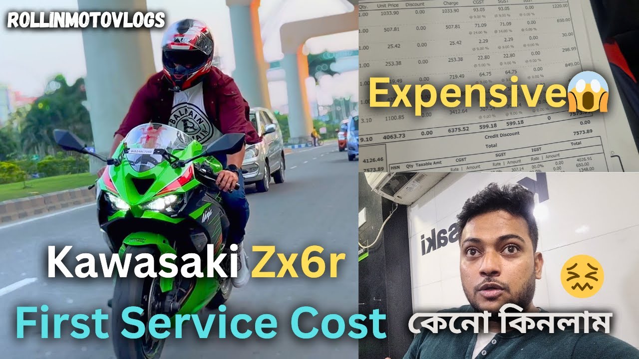 KAWASAKI ZX6R FIRST SERVICE COST অনেক টাকা খরচ হোয়ে গেলো ☹️ KOLKATA rollinmotovlogs2607