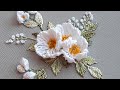 3D Jasmine Flowers - Dimensional Embroidery in detail