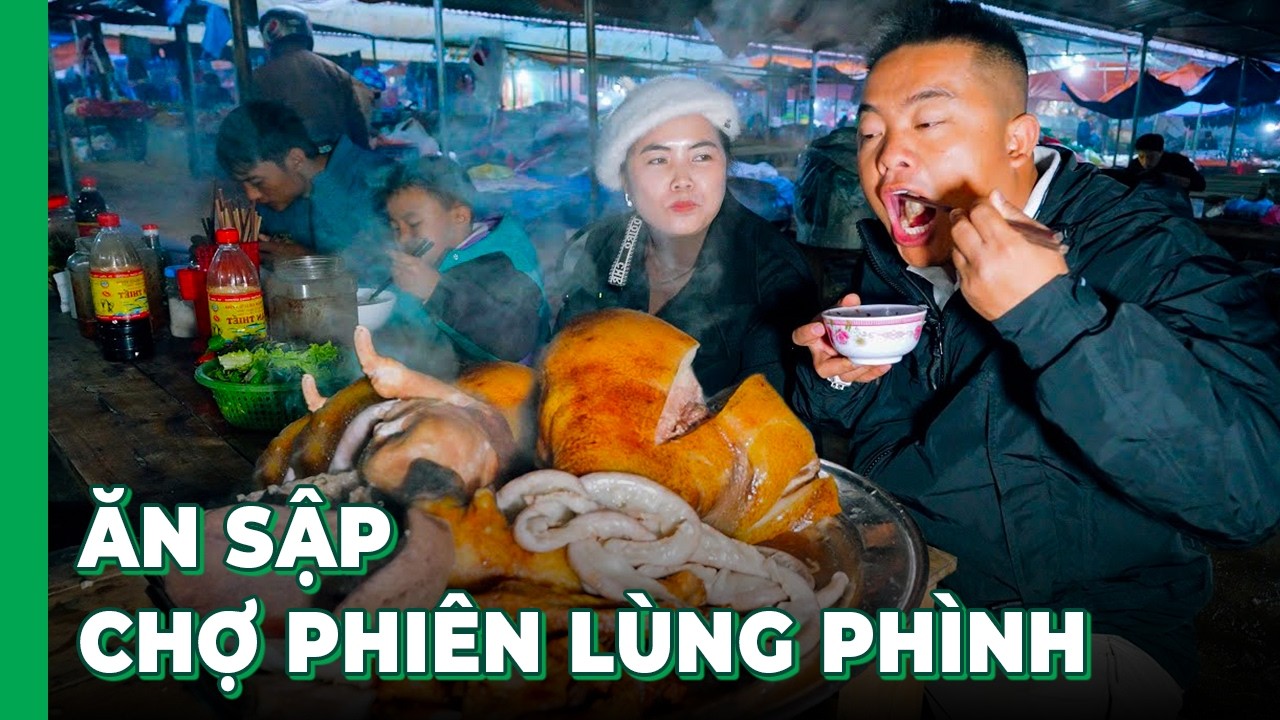 Hải SAPA TV và chủ tịch Tuyên Xinh gái XƠI CHÂN GIÒ LỢN ĐEN chợ phiên Lùng Phình - Chợ phiên Tây Bắc