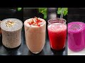 4 Different healthy breakfast smoothie recipes.