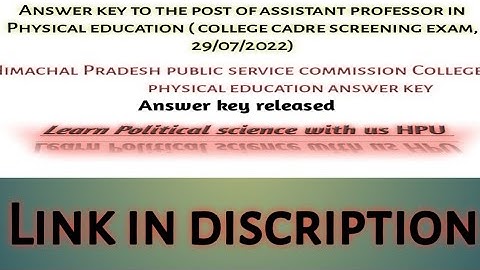 Himachal Pradesh public service commission college cadre exam physical education answer key