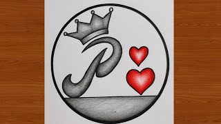 How to draw Simple "P" Letter Drawing| easy drawing| circle drawing
