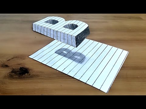 Üç Boyutlu B harfi nasıl çizilir ? How to draw 3D letter B ?