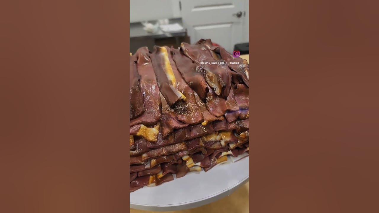 Happy National bacon day! bacon cake in fondant for delicious sweet birthday cake #bacon #cake