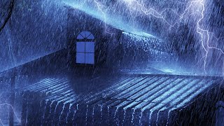 Stormy Night to Sleep Instantly | Powerful Rainstorm on Metal Roof, Mighty Thunder & Howling Wind