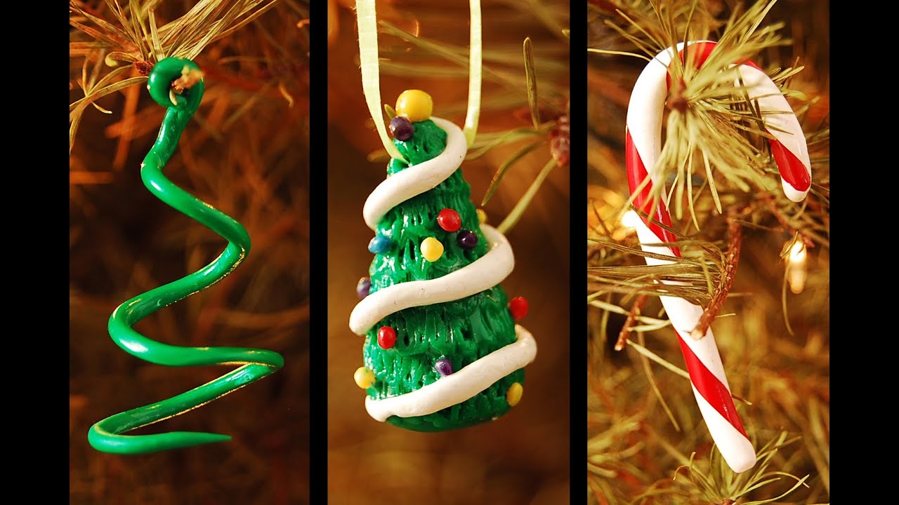 DIY Christmas Ornaments: Christmas Trees and Candy Cane - YouTube