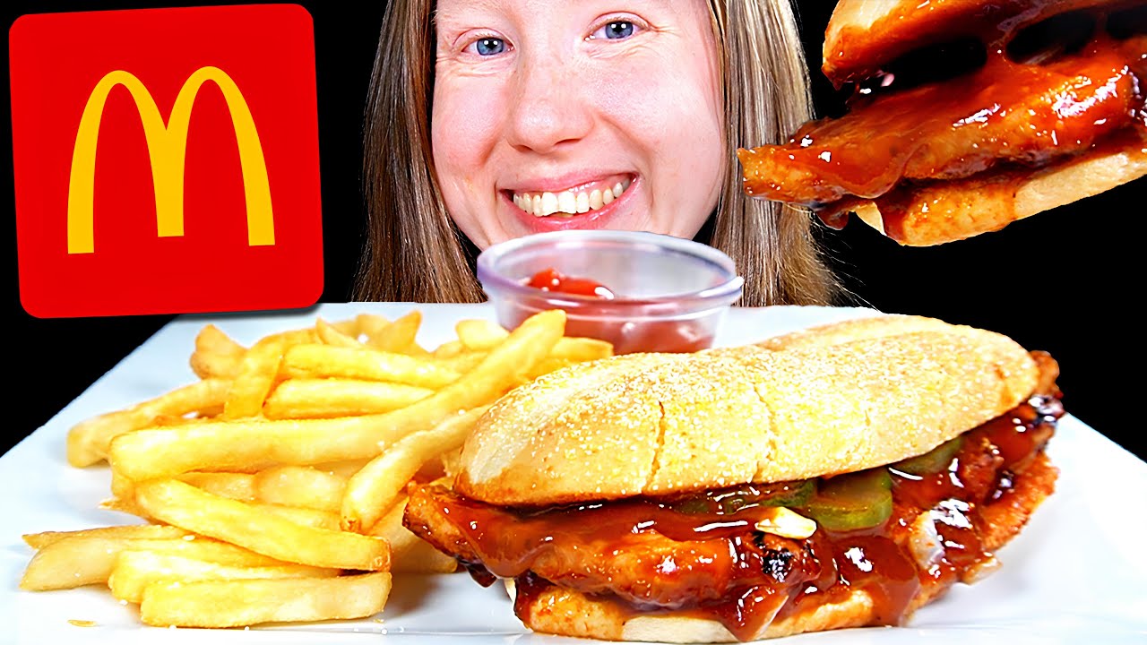 ASMR McDonald's McRib Mukbang 🍔 Eating Sounds