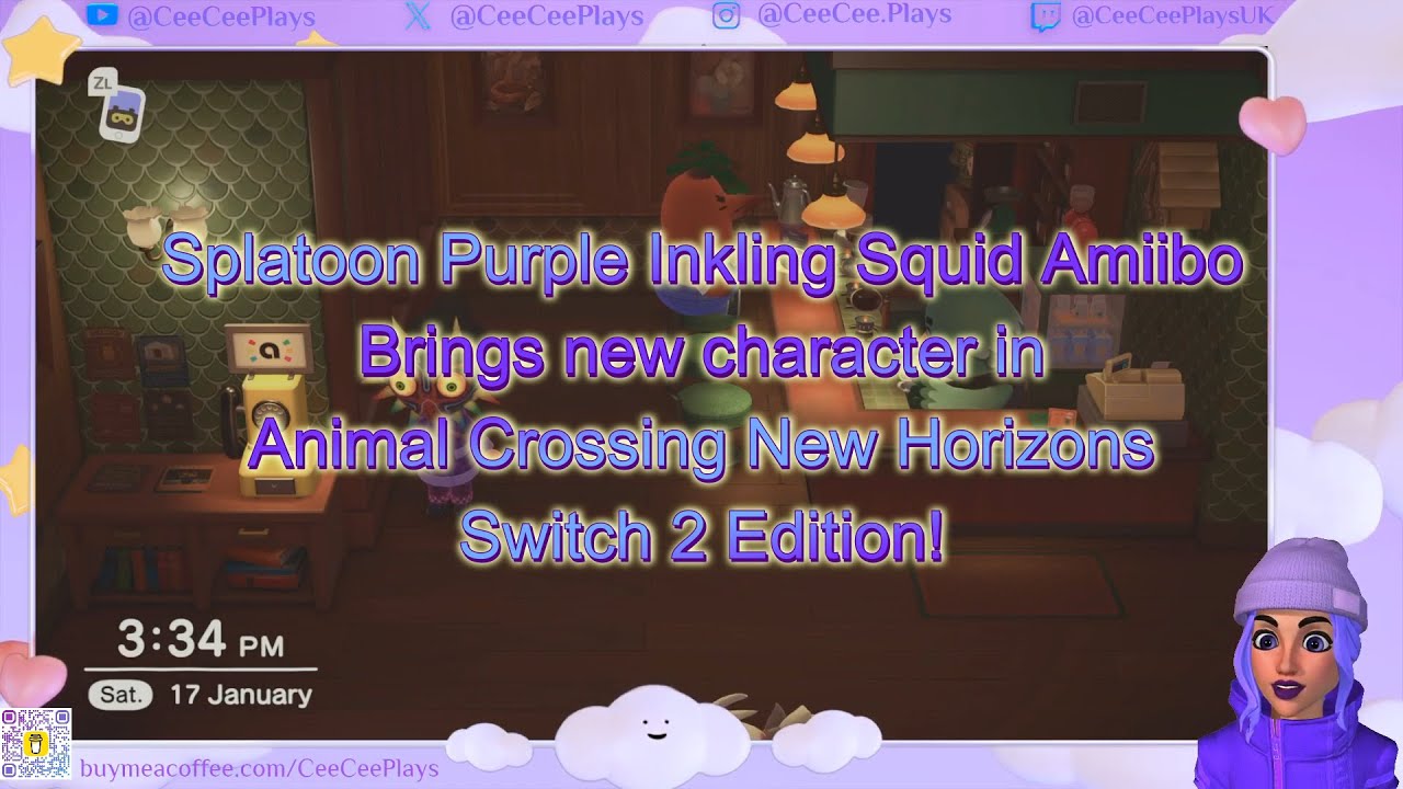 Splatoon Purple Inkling Squid Amiibo Animal Crossing New Horizons Switch 2