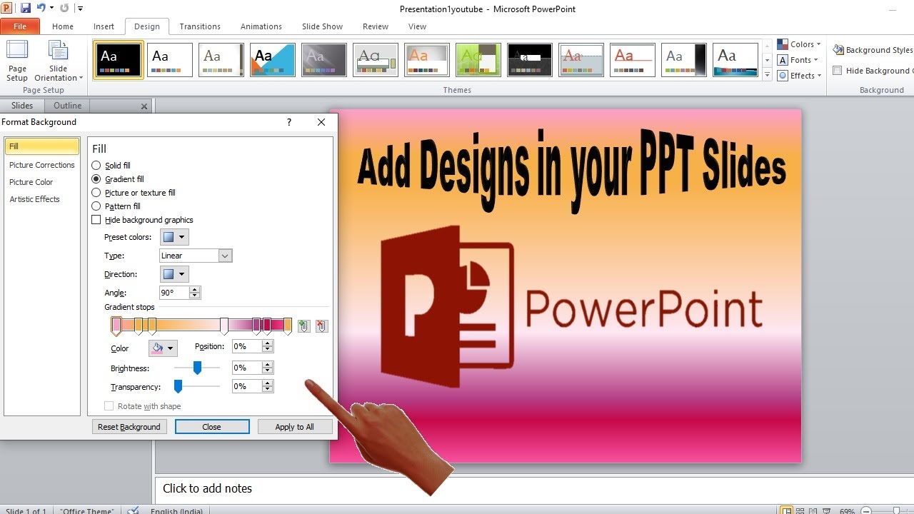 Learn MS PowerPoint | How to change the slide backgrounds in PowerPoint ...