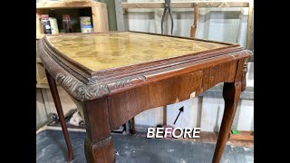 BEAUTIFUL Glazed Side Table Makeover Veneer Restoration