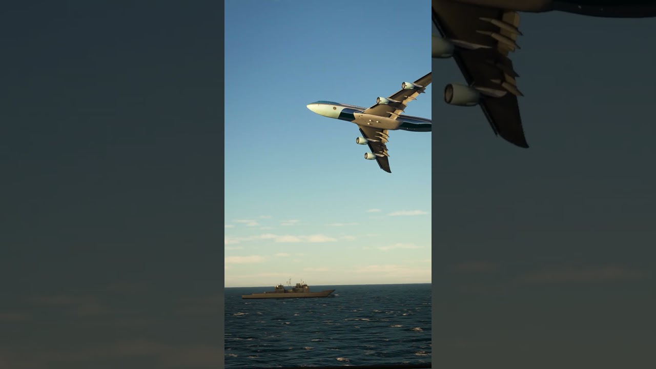 President Trump's Air Force One conducted a celebratory flyby today for US Navy sailors 