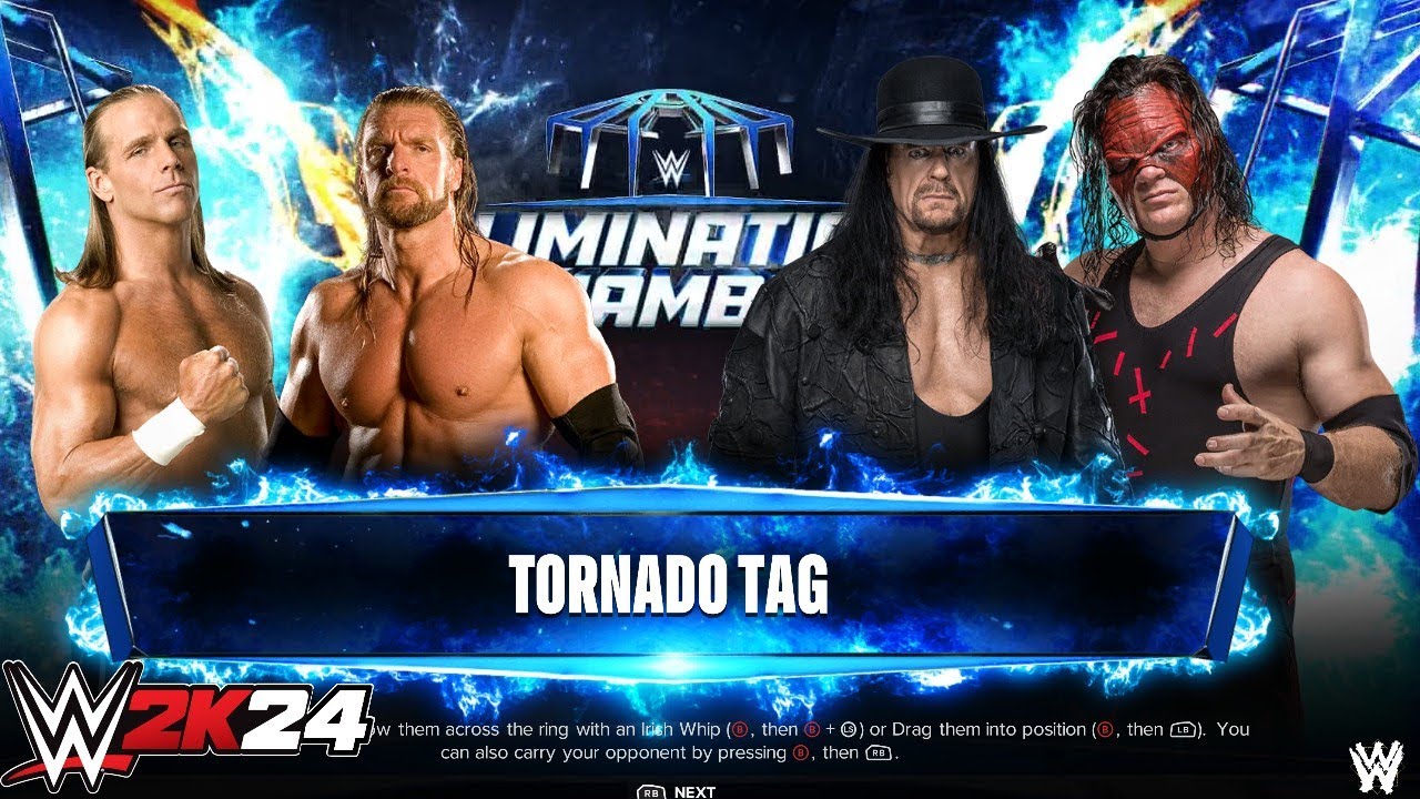 WWE 2k24 - Шон и Трипл Эйч против Андертейкера и Кейна: командный матч "Торнадо" на Elimination C...