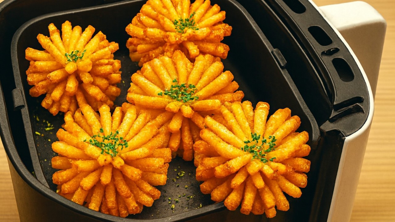 Super crispy fried potato flowers, I sure didn't make potatoes like this in an air fryer!