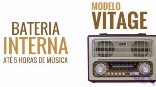 CAIXA DE SOM PORTÁTIL ESTILO RETRÔ - Bluetooth, AM/FM, Pendrive, MicroSD, SD Disk, Aux