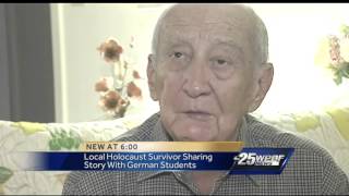 Holocaust survivor sharing story with students