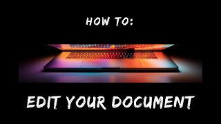 How To Use The Editing Features - MS Word