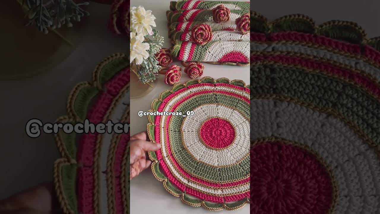 Crochet coasters with napkin holders #crochet #handmade