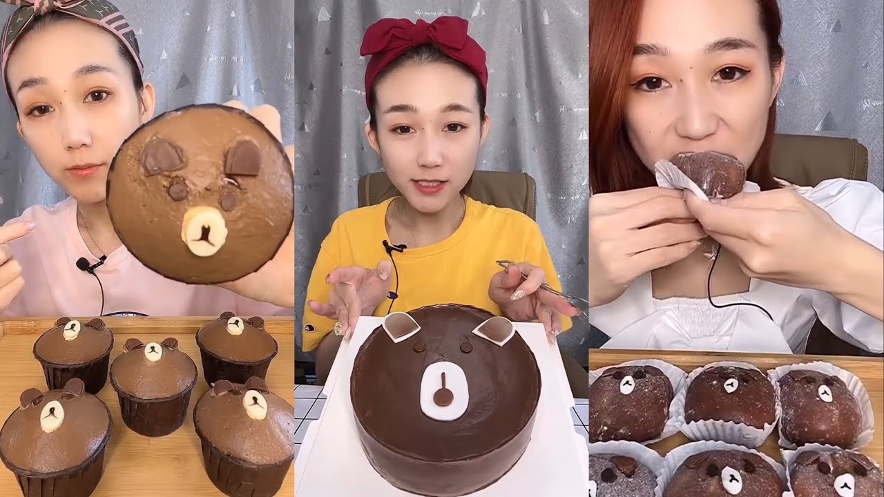 ASMR Chocolate Bear Desserts Mukbang |먹방 | 饮食表演 | การแสดงการกิน| 食事ショー |Eating sounds