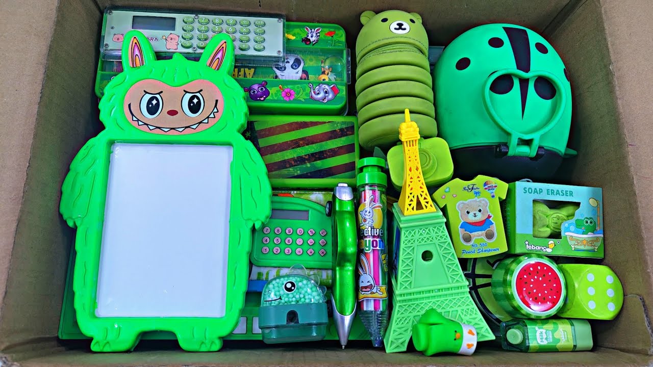 Unboxing Classic Green Stationery 📚, Pouch, Pencil box, Sketch