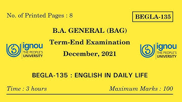 BEGLA 135 Previous Year Question | ENGLISH IN DAILY LIFE Previous Year Question | December 2021