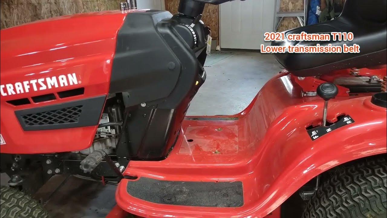 2021 craftsman T110 lower transmission belt removal overview YouTube