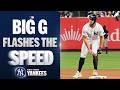 Giancarlo Stanton shows off his WHEELS! Big G steals second before coming around to score! 🏃‍➡️
