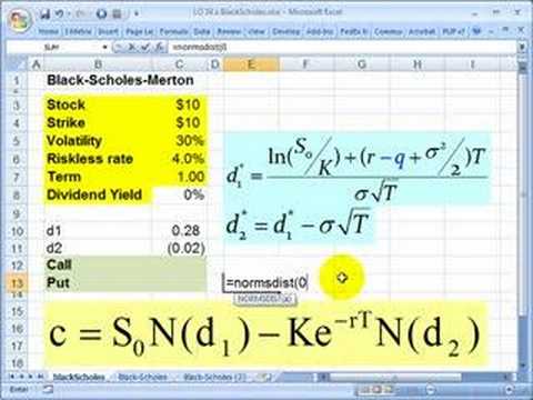 FRM: Using Excel to calculate Black-Scholes-Merton option price