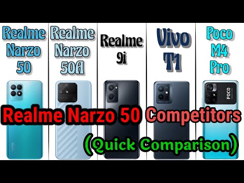 Realme Narzo 50 Vs Realme Narzo 50A Vs Realme 9i Vs Vivo T1 Vs Poco M4 Pro - Quick Comparison