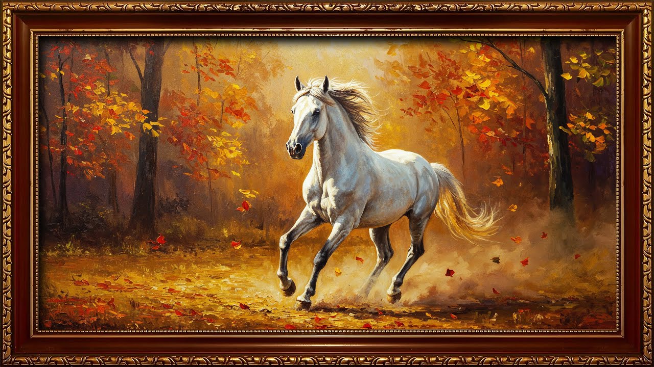 Running Horse Painting in 4K Ultra HD | Framed Art Screensaver for TV