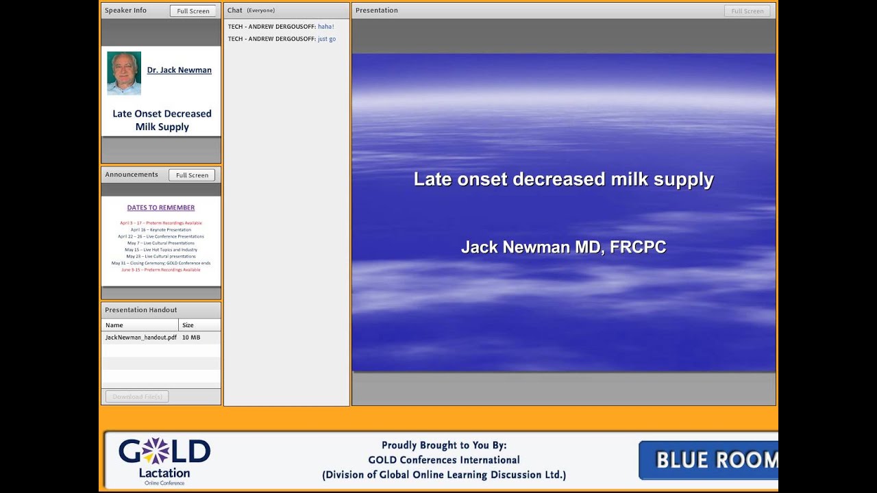 Interview with GOLD lactation 2013 Speaker Dr. Jack Newman YouTube