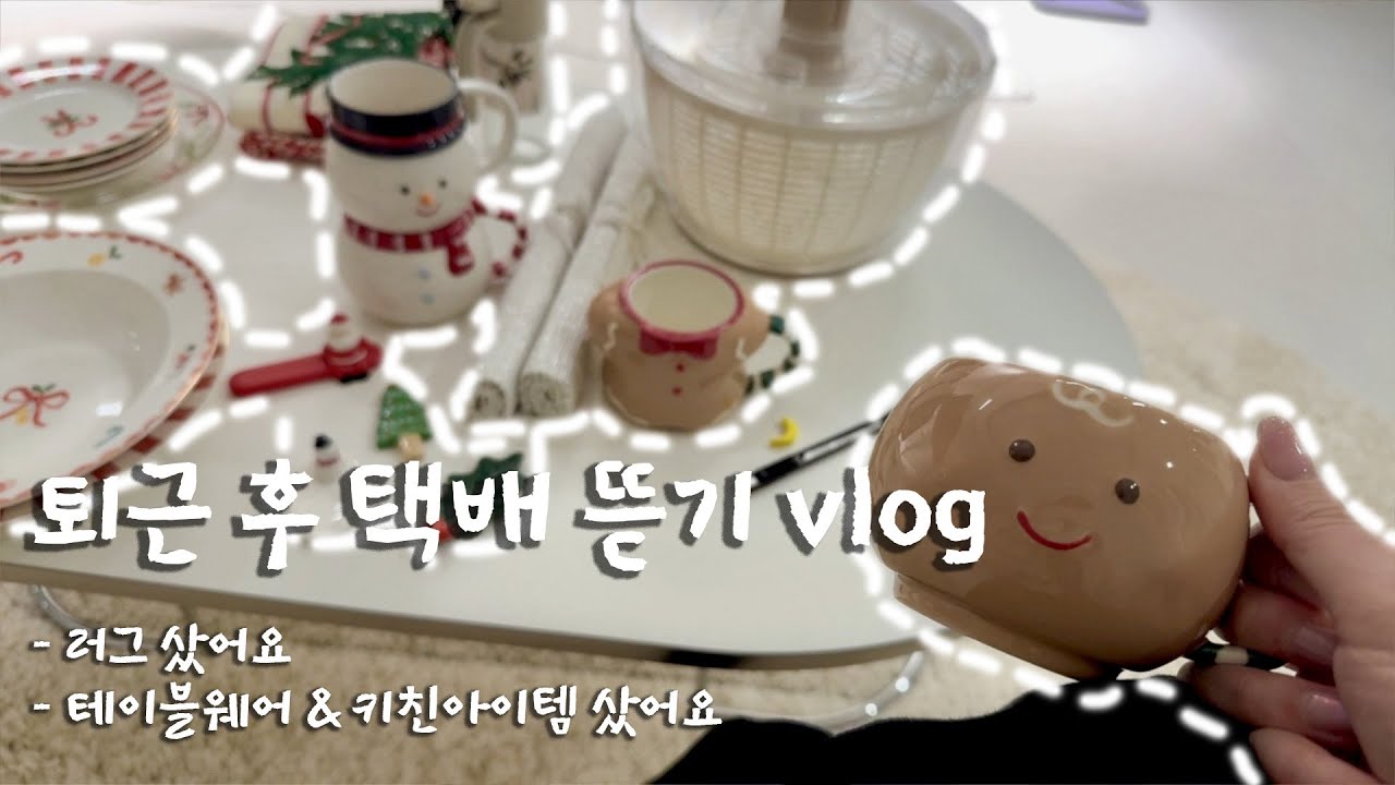 이사했어요!!!!퇴근 후 택배 뜯기 vlog 🏠| 러그 샀어요 + 모던하우스 크리스마스템 언박싱