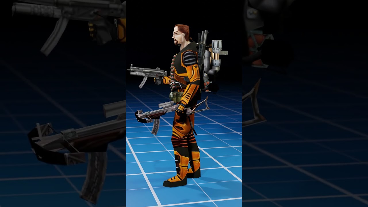 how gordon freeman looks like with all the guns he carries 