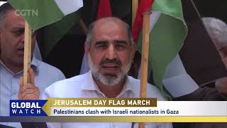 JERUSALEM DAY FLAG MARCH: Palestinians clash with Israeli nationalists in Gaza