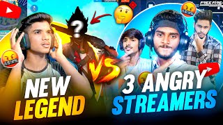 😨NEW LEGEND OF 👑LEGENDS | 3 ANGRY STREAMERS🤬| 1 VS 4🔥| FREE FIRE IN TELUGU #dfg #freefire