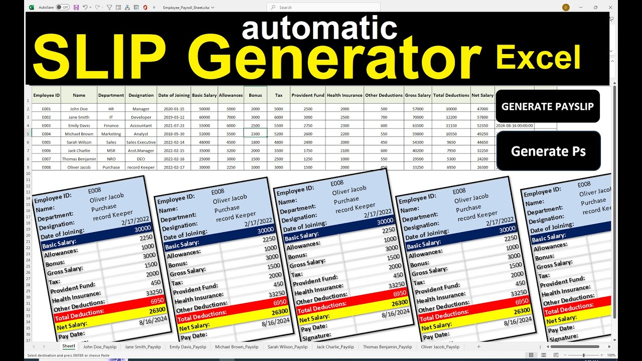 How to Create Automatic Payslips in Excel - YouTube