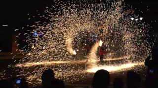 Fire show - backwards slow motion